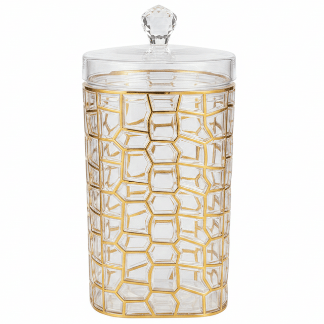 AKDC Large Gold Design Acrylic Storage Canister with Lid for Kitchen Storage 21 × 12 cm - Al Kabayel Discount CentreAKDC Large Gold Design Acrylic Storage Canister with Lid for Kitchen Storage 21 × 12 cmJars & Food SaversAKDCAl Kabayel Discount Centre