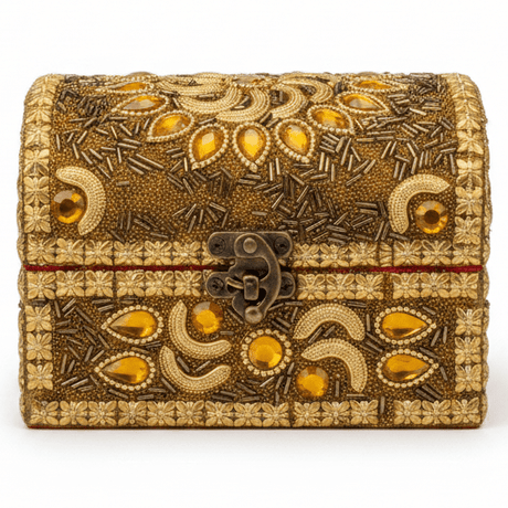 AKDC Large Golden Wooden Jewellery Storage Box with Decorative Antique Brass Lock (18×10 cm) - Al Kabayel Discount CentreAKDC Large Golden Wooden Jewellery Storage Box with Decorative Antique Brass Lock (18×10 cm)Organizers & AccessoriesAKDCAl Kabayel Discount Centre