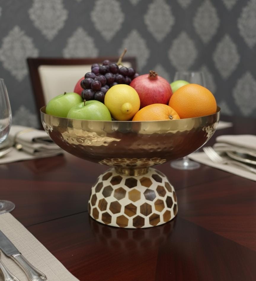 AKDC Large Metal & Wooden Serving Bowl 30x18 cm – Elegant Brown & Cream Modern Kitchen & Dining Decorative Bowl - Al Kabayel Discount CentreAKDC Large Metal & Wooden Serving Bowl 30x18 cm – Elegant Brown & Cream Modern Kitchen & Dining Decorative BowlServeware SetsAKDCAl Kabayel Discount Centre