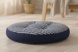 AKDC Large Round Cotton Floor Cushion – White with Dark Blue Stripe Design, Stylish Seating Pillow, 55×55×12 cm - Al Kabayel Discount CentreAKDC Large Round Cotton Floor Cushion – White with Dark Blue Stripe Design, Stylish Seating Pillow, 55×55×12 cmFloor Pillows & CushionsAKDCAl Kabayel Discount Centre