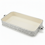 AKDC Large Silver & Cream Rectangular Candy Pot – Premium Decorative Metal Storage for Sweets & Snacks – 30x15 cm - Al Kabayel Discount CentreAKDC Large Silver & Cream Rectangular Candy Pot – Premium Decorative Metal Storage for Sweets & Snacks – 30x15 cmServing TraysAKDCAl Kabayel Discount Centre