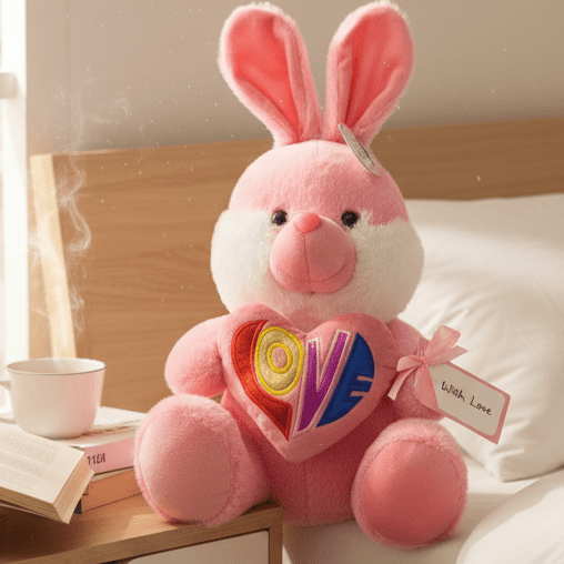 AKDC Light Pink Bunny Soft Plush Toy with Love Text Print – 30 cm Stuffed Animal Gift Toy - Al Kabayel Discount CentreAKDC Light Pink Bunny Soft Plush Toy with Love Text Print – 30 cm Stuffed Animal Gift ToyToysAKDCAl Kabayel Discount Centre