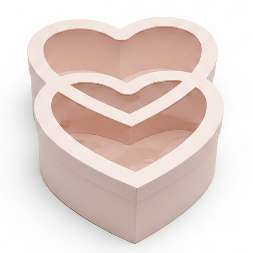 AKDC Light Pink Double Heart Cardboard Gift Box with Transparent Lid for Wedding Gifts, Baby Shower Presents & Romantic Packaging – 32×22×10 cm - Al Kabayel Discount CentreAKDC Light Pink Double Heart Cardboard Gift Box with Transparent Lid for Wedding Gifts, Baby Shower Presents & Romantic Packaging – 32×22×10 cmPacking & Wrapping SuppliesAKDCAl Kabayel Discount Centre