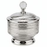 AKDC Luxe Greek Key Silver Crystal Candy Pot — Opulent Metal & Glass Keepsake Jar with Crystal Knob Lid | 15×11cm - Al Kabayel Discount CentreAKDC Luxe Greek Key Silver Crystal Candy Pot — Opulent Metal & Glass Keepsake Jar with Crystal Knob Lid | 15×11cmJars & Food SaversAKDCAl Kabayel Discount Centre
