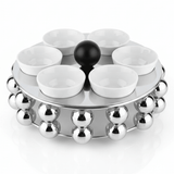 AKDC LuxeCawa 6 - Piece Ceramic Arabic Coffee Cup Set with Elegant Silver Metal Holder Serving Set 22cm - Al Kabayel Discount CentreAKDC LuxeCawa 6 - Piece Ceramic Arabic Coffee Cup Set with Elegant Silver Metal Holder Serving Set 22cmTea SetsAKDCAl Kabayel Discount Centre