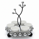 AKDC LuxeCawa Compact 6 - Piece Ceramic Arabic Coffee Cup Set with Elegant Silver Holder 20cm - Al Kabayel Discount CentreAKDC LuxeCawa Compact 6 - Piece Ceramic Arabic Coffee Cup Set with Elegant Silver Holder 20cmTea SetsAKDCAl Kabayel Discount Centre