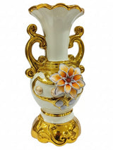 AKDC Luxury Ceramic Flower Vase – Elegant White with Gold Finish and Floral Embellishment, 25.5 cm - Al Kabayel Discount CentreAKDC Luxury Ceramic Flower Vase – Elegant White with Gold Finish and Floral Embellishment, 25.5 cmFlower/Plant PotsAKDCAl Kabayel Discount Centre