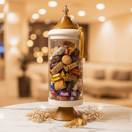 AKDC Luxury Footed Glass Candy Jar with Decorative Tassel Lid | 20×10 cm - Al Kabayel Discount CentreAKDC Luxury Footed Glass Candy Jar with Decorative Tassel Lid | 20×10 cmJars & Food SaversAKDCAl Kabayel Discount Centre