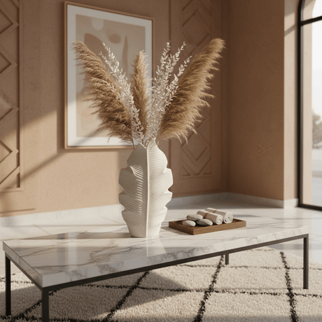 AKDC Luxury Leaf - Inspired Ceramic Flower Vase – Elegant White Decorative Vase with Artistic Leaf Shape Design, 30 cm - Al Kabayel Discount CentreAKDC Luxury Leaf - Inspired Ceramic Flower Vase – Elegant White Decorative Vase with Artistic Leaf Shape Design, 30 cmFlower/Plant PotsAKDCAl Kabayel Discount Centre