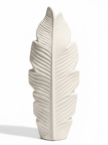 AKDC Luxury Leaf - Style Ceramic Flower Vase – Elegant White Decorative Design for Modern Interiors, 25 × 14 cm - Al Kabayel Discount CentreAKDC Luxury Leaf - Style Ceramic Flower Vase – Elegant White Decorative Design for Modern Interiors, 25 × 14 cmFlower/Plant PotsAKDCAl Kabayel Discount Centre