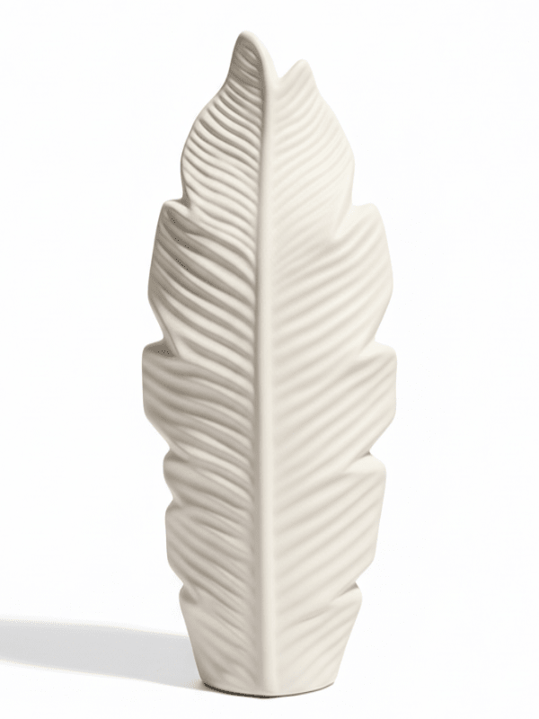 AKDC Luxury Leaf - Style Ceramic Flower Vase – Elegant White Decorative Design for Modern Interiors, 25 × 14 cm - Al Kabayel Discount CentreAKDC Luxury Leaf - Style Ceramic Flower Vase – Elegant White Decorative Design for Modern Interiors, 25 × 14 cmFlower/Plant PotsAKDCAl Kabayel Discount Centre