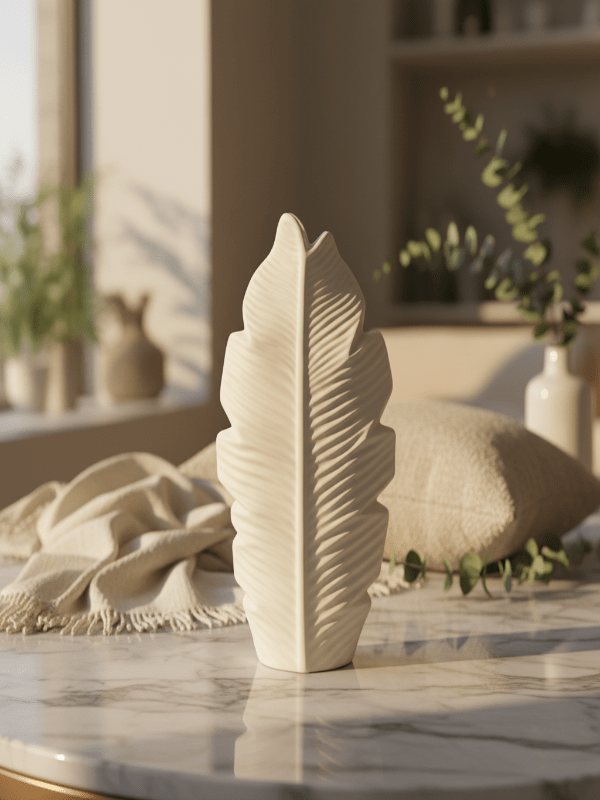 AKDC Luxury Leaf - Style Ceramic Flower Vase – Elegant White Decorative Design for Modern Interiors, 25 × 14 cm - Al Kabayel Discount CentreAKDC Luxury Leaf - Style Ceramic Flower Vase – Elegant White Decorative Design for Modern Interiors, 25 × 14 cmFlower/Plant PotsAKDCAl Kabayel Discount Centre