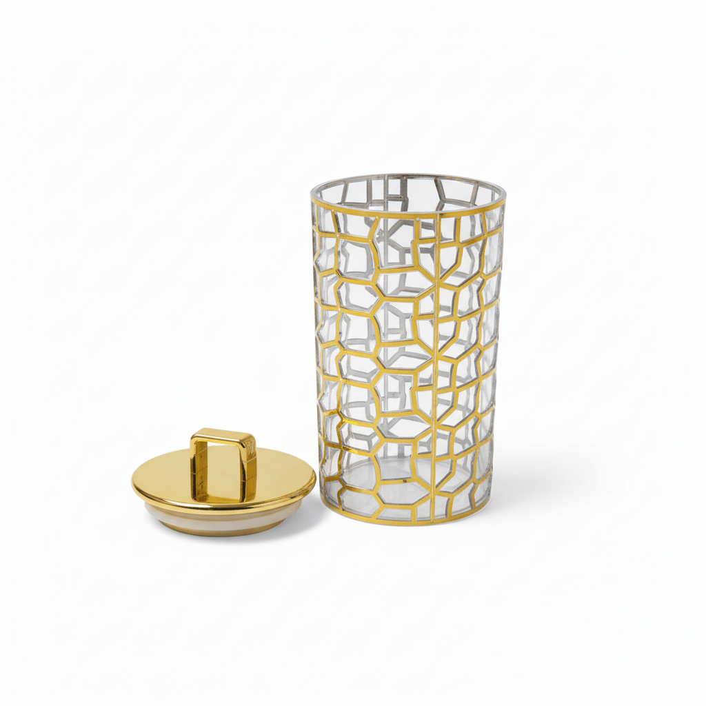 AKDC Luxury Round Airtight Acrylic Storage Canister with Transparent Body & Elegant Golden Design Lid – Kitchen Storage Jar, 1000 ml - Al Kabayel Discount CentreAKDC Luxury Round Airtight Acrylic Storage Canister with Transparent Body & Elegant Golden Design Lid – Kitchen Storage Jar, 1000 mlJars & Food SaversAKDCAl Kabayel Discount Centre