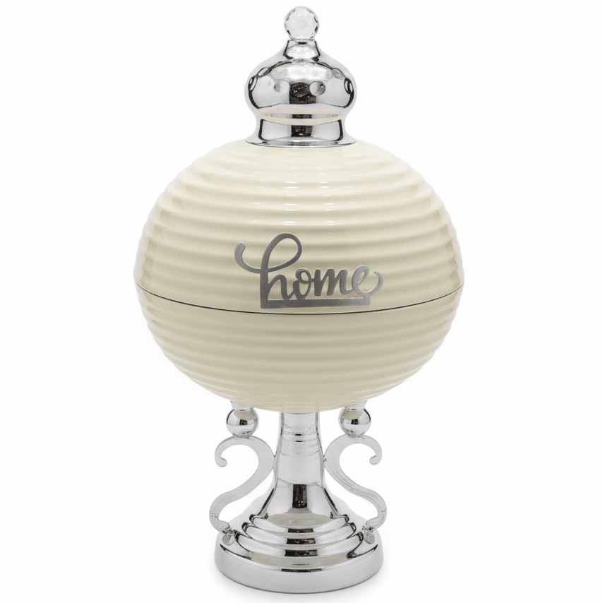 AKDC Luxury Silver & Cream Footed Round Candy Bowl – Premium Raised Metal Serving Dish for Dates Chocolates & Snacks – Elegant Centerpiece Design – 30x18 cm - Al Kabayel Discount CentreAKDC Luxury Silver & Cream Footed Round Candy Bowl – Premium Raised Metal Serving Dish for Dates Chocolates & Snacks – Elegant Centerpiece Design – 30x18 cmBowlsAKDCAl Kabayel Discount Centre