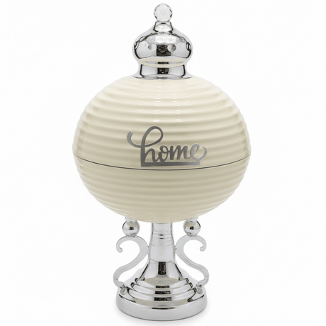 AKDC Luxury Silver & Cream Footed Round Candy Bowl – Premium Raised Metal Serving Dish for Dates Chocolates & Snacks – Elegant Centerpiece Design – 30x18 cm - Al Kabayel Discount CentreAKDC Luxury Silver & Cream Footed Round Candy Bowl – Premium Raised Metal Serving Dish for Dates Chocolates & Snacks – Elegant Centerpiece Design – 30x18 cmBowlsAKDCAl Kabayel Discount Centre