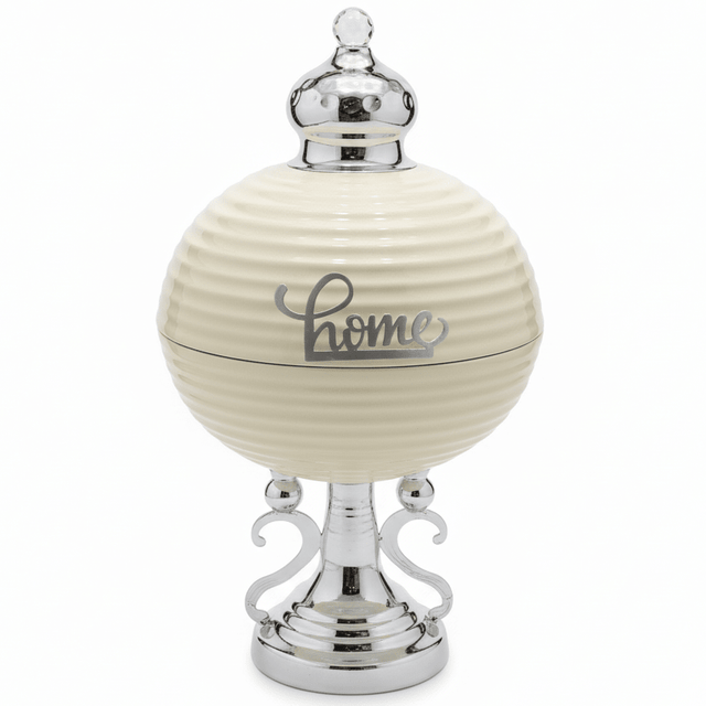AKDC Luxury Silver & Cream Footed Round Candy Bowl – Premium Raised Metal Serving Dish for Dates Chocolates & Snacks – Elegant Centerpiece Design – 30x18 cm - Al Kabayel Discount CentreAKDC Luxury Silver & Cream Footed Round Candy Bowl – Premium Raised Metal Serving Dish for Dates Chocolates & Snacks – Elegant Centerpiece Design – 30x18 cmBowlsAKDCAl Kabayel Discount Centre