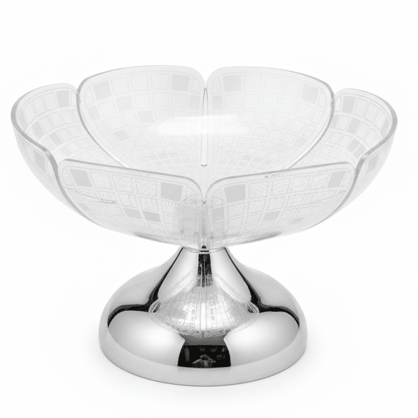 AKDC Luxury Silver Metal Base Acrylic Fruit Bowl, Modern Decorative Centerpiece Serving Bowl – 25 × 15 cm - Al Kabayel Discount CentreAKDC Luxury Silver Metal Base Acrylic Fruit Bowl, Modern Decorative Centerpiece Serving Bowl – 25 × 15 cmBowlsAKDCAl Kabayel Discount Centre