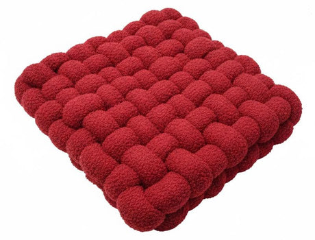 AKDC Luxury Square Knot Throw Pillow – Plush Red Lamb Fleece Fabric Decorative Cushion, 40×40×10 cm - Al Kabayel Discount CentreAKDC Luxury Square Knot Throw Pillow – Plush Red Lamb Fleece Fabric Decorative Cushion, 40×40×10 cmFloor Pillows & CushionsAKDCAl Kabayel Discount Centre