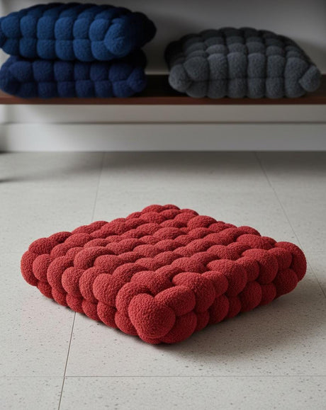 AKDC Luxury Square Knot Throw Pillow – Plush Red Lamb Fleece Fabric Decorative Cushion, 40×40×10 cm - Al Kabayel Discount CentreAKDC Luxury Square Knot Throw Pillow – Plush Red Lamb Fleece Fabric Decorative Cushion, 40×40×10 cmFloor Pillows & CushionsAKDCAl Kabayel Discount Centre