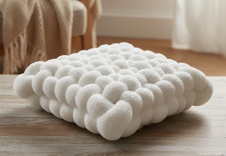 AKDC Luxury Square Knot Throw Pillow – Ultra - Soft White Lamb Fleece Fabric, Modern Home Décor, 40×40×10 cm - Al Kabayel Discount CentreAKDC Luxury Square Knot Throw Pillow – Ultra - Soft White Lamb Fleece Fabric, Modern Home Décor, 40×40×10 cmFloor Pillows & CushionsAKDCAl Kabayel Discount Centre