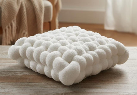 AKDC Luxury Square Knot Throw Pillow – Ultra - Soft White Lamb Fleece Fabric, Modern Home Décor, 40×40×10 cm - Al Kabayel Discount CentreAKDC Luxury Square Knot Throw Pillow – Ultra - Soft White Lamb Fleece Fabric, Modern Home Décor, 40×40×10 cmFloor Pillows & CushionsAKDCAl Kabayel Discount Centre