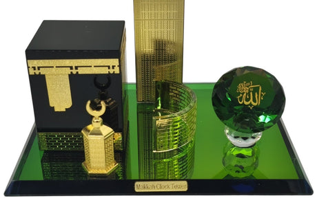 AKDC Makkah Clock Tower With Kaaba Crystal Glass Showpiece Office Décor Gifts and Collectible Home - 20cmX25cm - Green&Gold - Al Kabayel Discount CentreAKDC Makkah Clock Tower With Kaaba Crystal Glass Showpiece Office Décor Gifts and Collectible Home - 20cmX25cm - Green&GoldHome Décor AccentsAKDCAl Kabayel Discount Centre