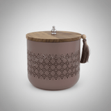 AKDC Mauve Taupe Metal Candy Storage Jar with Wooden Lid – Decorative Kitchen & Dining Organizer – 18 × 17 cm - Al Kabayel Discount CentreAKDC Mauve Taupe Metal Candy Storage Jar with Wooden Lid – Decorative Kitchen & Dining Organizer – 18 × 17 cmJars & Food SaversAKDCAl Kabayel Discount Centre