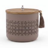 AKDC Mauve Taupe Metal Candy Storage Jar with Wooden Lid – Decorative Kitchen & Dining Organizer – 18 × 17 cm - Al Kabayel Discount CentreAKDC Mauve Taupe Metal Candy Storage Jar with Wooden Lid – Decorative Kitchen & Dining Organizer – 18 × 17 cmJars & Food SaversAKDCAl Kabayel Discount Centre