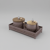 AKDC Mauve Taupe Metal & Wooden Rectangular Serving Tray with 2 Candy Bowls – Elegant Hosting & Snack Serving Set – 26 × 12 cm - Al Kabayel Discount CentreAKDC Mauve Taupe Metal & Wooden Rectangular Serving Tray with 2 Candy Bowls – Elegant Hosting & Snack Serving Set – 26 × 12 cmServing TraysAKDCAl Kabayel Discount Centre