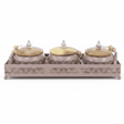 AKDC Mauve Taupe Metal & Wooden Serving Tray with 3 Candy Bowls – Premium Entertaining Set for Guests – 36 × 12 cm - Al Kabayel Discount CentreAKDC Mauve Taupe Metal & Wooden Serving Tray with 3 Candy Bowls – Premium Entertaining Set for Guests – 36 × 12 cmServing TraysAKDCAl Kabayel Discount Centre
