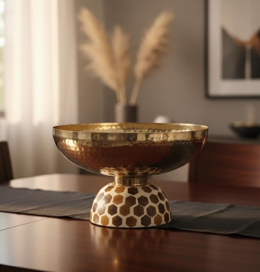 AKDC Medium Metal & Wooden Serving Bowl 26x16 cm – Handcrafted Brown & Cream Dual - Tone Table Bowl for Salads & Snacks - Al Kabayel Discount CentreAKDC Medium Metal & Wooden Serving Bowl 26x16 cm – Handcrafted Brown & Cream Dual - Tone Table Bowl for Salads & SnacksServeware SetsAKDCAl Kabayel Discount Centre