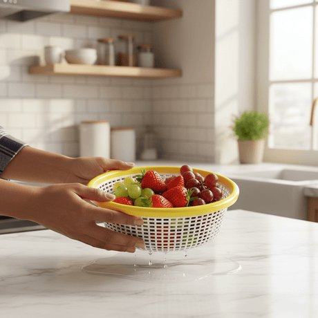 AKDC Medium Round Plastic Colander – 27cm (Assorted Colors) - Al Kabayel Discount CentreAKDC Medium Round Plastic Colander – 27cm (Assorted Colors)Kitchen Utensils & GadgetsAKDCAl Kabayel Discount Centre