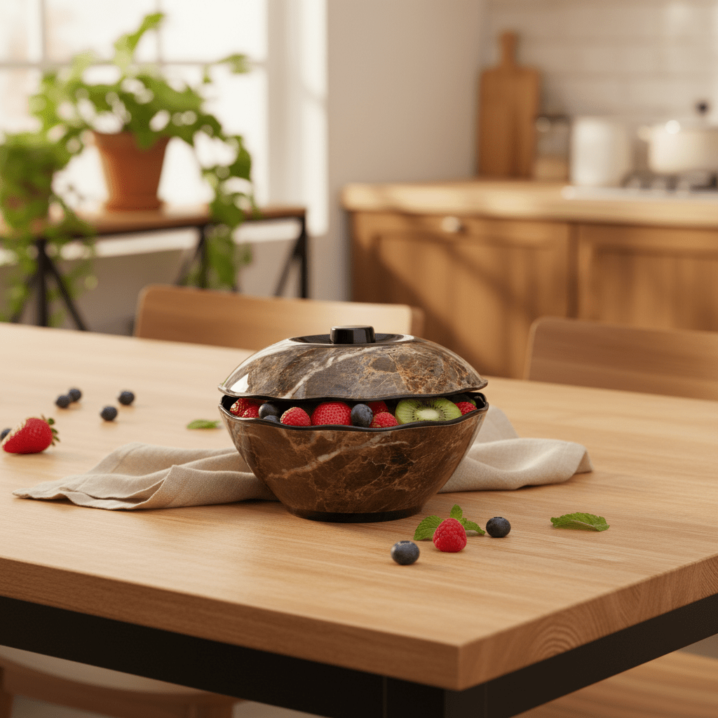 AKDC Melamine Bowl in Dark Brown with Black Rim, Storage & Serving Bowl with Lid – 8 Inch - Al Kabayel Discount CentreAKDC Melamine Bowl in Dark Brown with Black Rim, Storage & Serving Bowl with Lid – 8 InchBowlsAKDCAl Kabayel Discount Centre