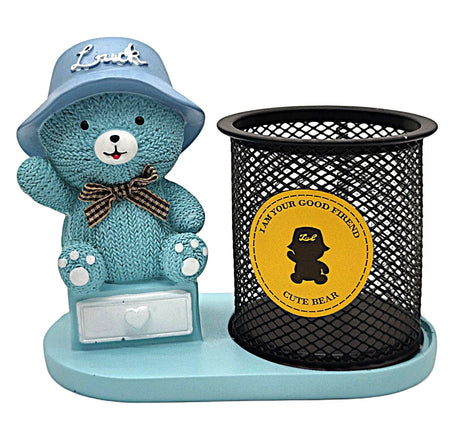 AKDC Mesh Pen Holder with 3D Teddy Bear Figurine – Blue Edition - Al Kabayel Discount CentreAKDC Mesh Pen Holder with 3D Teddy Bear Figurine – Blue EditionDesk Accessories & OrganizersAKDCAl Kabayel Discount Centre