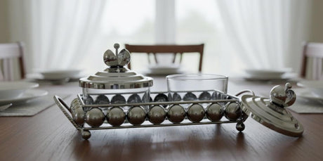 AKDC Metal and Glass 2pcs Candy Bowl Set 25.5cm*11cm*12cm, Silver - Al Kabayel Discount CentreAKDC Metal and Glass 2pcs Candy Bowl Set 25.5cm*11cm*12cm, SilverCandy ServersAKDCAl Kabayel Discount Centre
