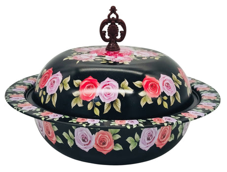 AKDC Metal Bowl with Lid 24cm, Black/Multicolour - Al Kabayel Discount CentreAKDC Metal Bowl with Lid 24cm, Black/MulticolourBowlsAKDCAl Kabayel Discount Centre