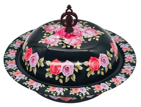 AKDC Metal Bowl with Lid 24cm, Black/Multicolour - Al Kabayel Discount CentreAKDC Metal Bowl with Lid 24cm, Black/MulticolourBowlsAKDCAl Kabayel Discount Centre