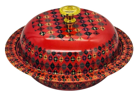 AKDC Metal Bowl with Lid 25cm, Red/Multicolour - Al Kabayel Discount CentreAKDC Metal Bowl with Lid 25cm, Red/MulticolourBowlsAKDCAl Kabayel Discount Centre