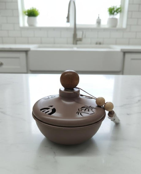 AKDC Metal Decorative Pot 13×12 cm in Brown Finish – Elegant Ramadan Special Accent Piece - Al Kabayel Discount CentreAKDC Metal Decorative Pot 13×12 cm in Brown Finish – Elegant Ramadan Special Accent PieceServing TraysAKDCAl Kabayel Discount Centre