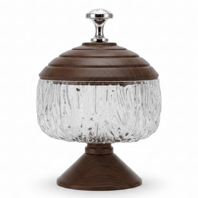 AKDC Metal Footed Acrylic Elegant Candy Jar with Brown Lid Decorative Serving and Storage Container 15 × 13 cm - Al Kabayel Discount CentreAKDC Metal Footed Acrylic Elegant Candy Jar with Brown Lid Decorative Serving and Storage Container 15 × 13 cmJars & Food SaversAKDCAl Kabayel Discount Centre