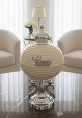 AKDC Metal Footed Candy Bowl with Lid 18cm*33cm, Ivory/Silver - Al Kabayel Discount CentreAKDC Metal Footed Candy Bowl with Lid 18cm*33cm, Ivory/SilverCandy ServersAKDCAl Kabayel Discount Centre