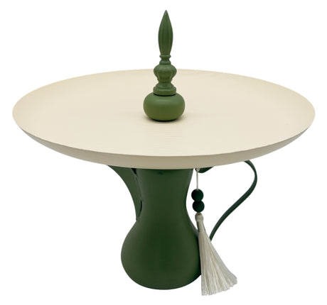 AKDC Metal Footed Candy Plate 27cm*27cm, Tray Over Jug Design, Ivory/Green - Al Kabayel Discount CentreAKDC Metal Footed Candy Plate 27cm*27cm, Tray Over Jug Design, Ivory/GreenCandy ServersAKDCAl Kabayel Discount Centre