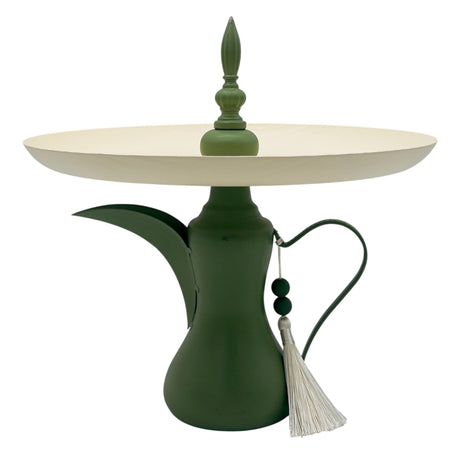 AKDC Metal Footed Candy Plate 27cm*27cm, Tray Over Jug Design, Ivory/Green - Al Kabayel Discount CentreAKDC Metal Footed Candy Plate 27cm*27cm, Tray Over Jug Design, Ivory/GreenCandy ServersAKDCAl Kabayel Discount Centre