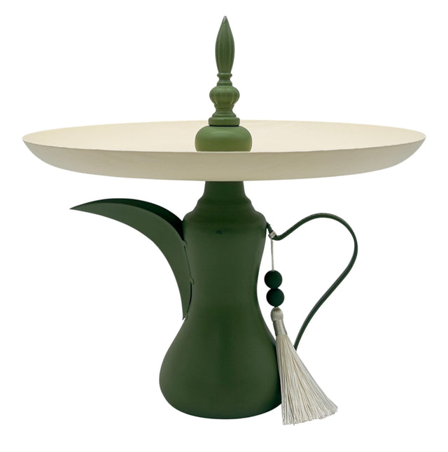 AKDC Metal Footed Candy Plate 27cm*27cm, Tray Over Jug Design, Ivory/Green - Al Kabayel Discount CentreAKDC Metal Footed Candy Plate 27cm*27cm, Tray Over Jug Design, Ivory/GreenCandy ServersAKDCAl Kabayel Discount Centre