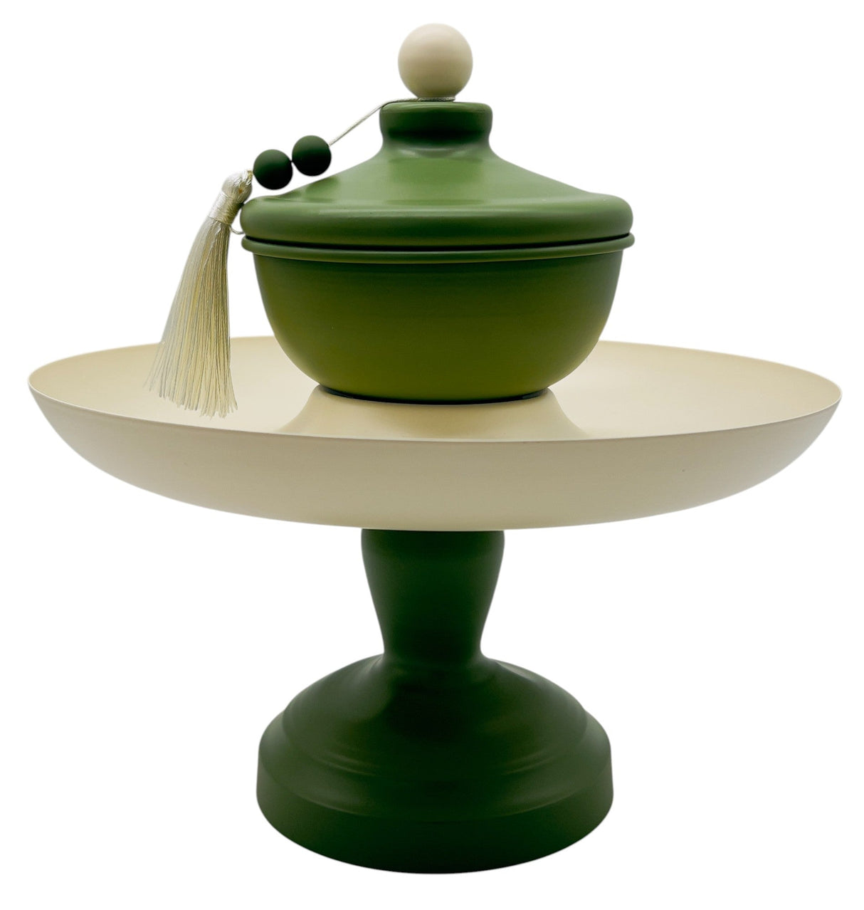 AKDC Metal Footed Candy Tray with Bowl 27cm*27cm, Ivory/Green - Al Kabayel Discount CentreAKDC Metal Footed Candy Tray with Bowl 27cm*27cm, Ivory/GreenServing TraysAKDCAl Kabayel Discount Centre