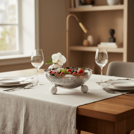 AKDC Metal Fruit & Candy Bowl – Premium Silver Finish, Multipurpose Decorative Serving Bowl, 20 × 9 cm - Al Kabayel Discount CentreAKDC Metal Fruit & Candy Bowl – Premium Silver Finish, Multipurpose Decorative Serving Bowl, 20 × 9 cmServing TraysAKDCAl Kabayel Discount Centre
