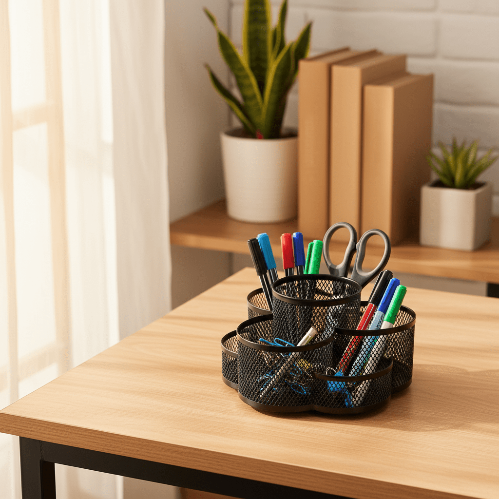 AKDC Metal Mesh Pen Holder & Desk Organiser – Black | 5 - Compartment | 10.5 cm - Al Kabayel Discount CentreAKDC Metal Mesh Pen Holder & Desk Organiser – Black | 5 - Compartment | 10.5 cmPen Holders & Desk OrganizersAKDCAl Kabayel Discount Centre
