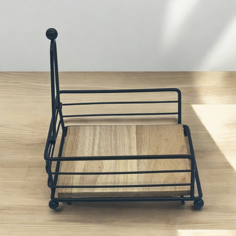 AKDC Metal Napkin Holder for Kitchen Dining Table, Black with Weighted Arm Wooden Base for Indoor and Outdoor Decor Bar Picnic Party CafÃ© Home Restauran - 18cmX7cm - (Black&Wooden) - Al Kabayel Discount CentreAKDC Metal Napkin Holder for Kitchen Dining Table, Black with Weighted Arm Wooden Base for Indoor and Outdoor Decor Bar Picnic Party CafÃ© Home Restauran - 18cmX7cm - (Black&Wooden)Kitchen Utensils & GadgetsAKDCAl Kabayel Discount Centre