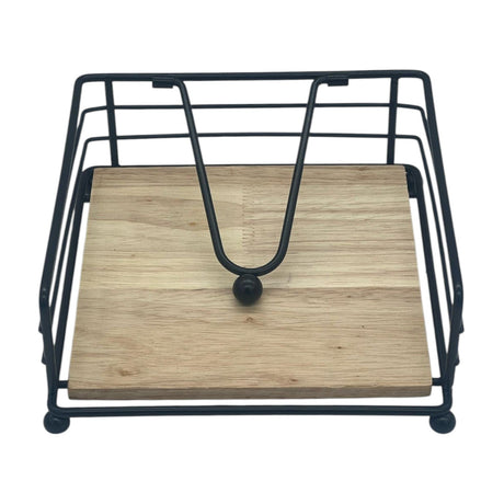AKDC Metal Napkin Holder for Kitchen Dining Table, Black with Weighted Arm Wooden Base for Indoor and Outdoor Decor Bar Picnic Party CafÃ© Home Restauran - 18cmX7cm - (Black&Wooden) - Al Kabayel Discount CentreAKDC Metal Napkin Holder for Kitchen Dining Table, Black with Weighted Arm Wooden Base for Indoor and Outdoor Decor Bar Picnic Party CafÃ© Home Restauran - 18cmX7cm - (Black&Wooden)Kitchen Utensils & GadgetsAKDCAl Kabayel Discount Centre