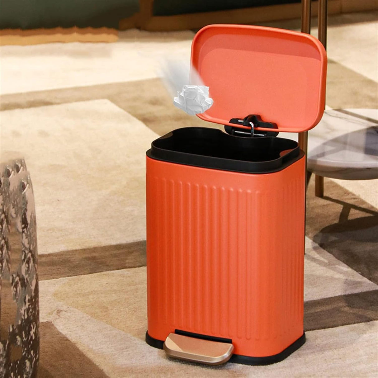 AKDC Metal Push Lid Dustbin Household Kitchen Living Room Trash Can Pedal Double - Layer Garbage Can Trash Can Papelera - 6Liter - Orange - Al Kabayel Discount CentreAKDC Metal Push Lid Dustbin Household Kitchen Living Room Trash Can Pedal Double - Layer Garbage Can Trash Can Papelera - 6Liter - OrangeOrganizers & AccessoriesAKDCAl Kabayel Discount Centre